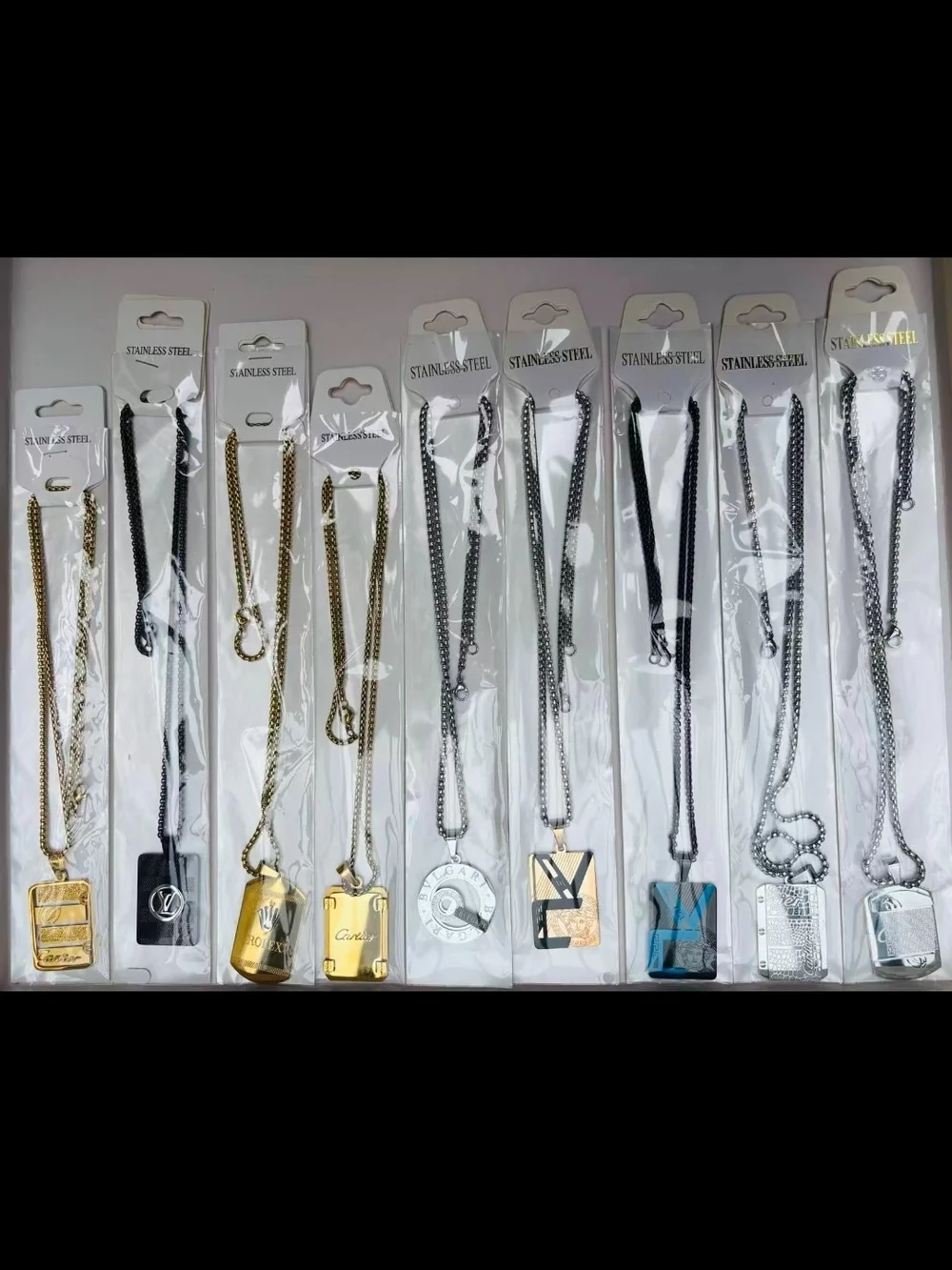 Mixed Metal Dog Tag Necklace for Men - Gold & Silver